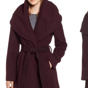 T Tahari Wool Blend Belted Wrap Coat